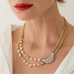 J. Crew Celestial Moon Necklace Pearl Gold